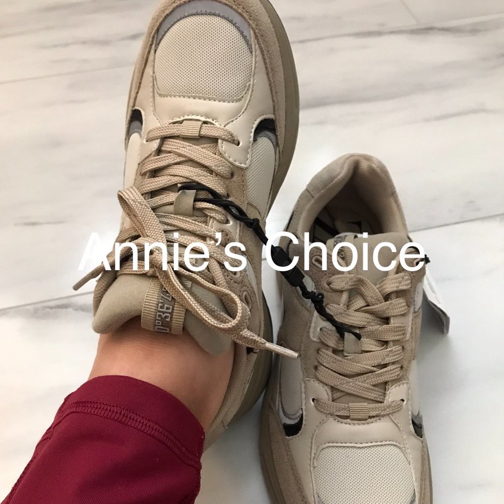ZARA Contrasting Sneakers(Dark Beige, US 8/EUR 39)